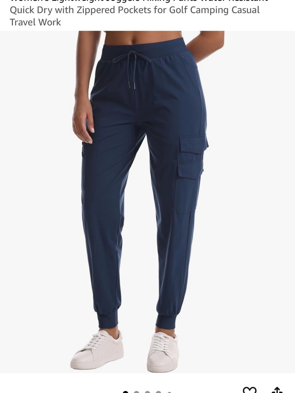 Women's Navy Cargo Jogger Pants - Elastic Waist Drawstring